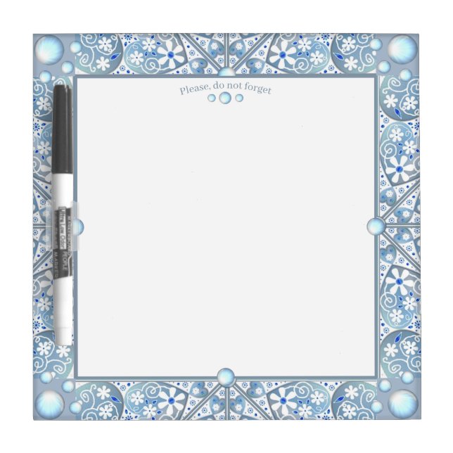 Ceramic Lace Light Blue Dry Erase Board (Front)
