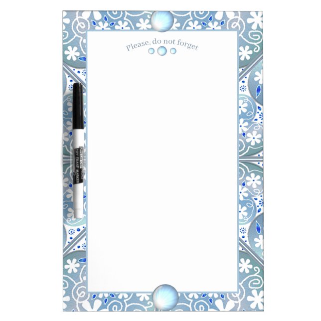 Ceramic Lace Light Blue Dry Erase Board (Front)