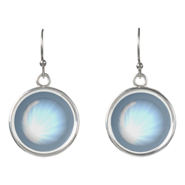 Ceramic lace Light blue Earrings (Front)