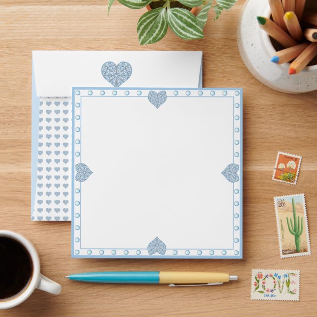 Ceramic Lace Light Blue Envelope (Desk)