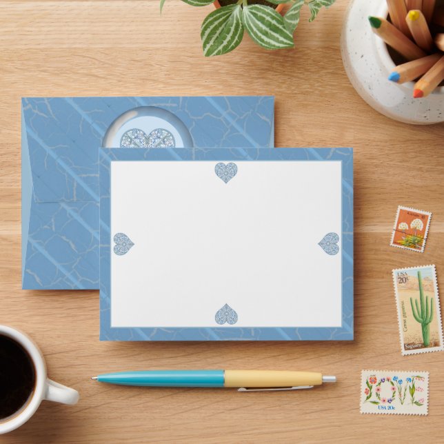 Ceramic Lace Light Blue Envelope (Desk)