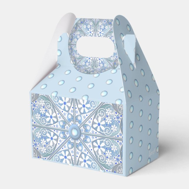 Ceramic Lace Light Blue Favor Boxes (Front Side)