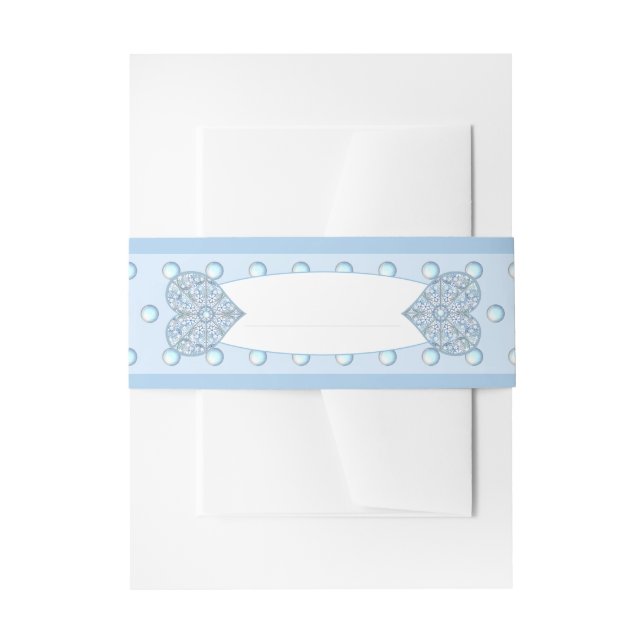 Ceramic Lace Light Blue Invitation Belly Band (Front Example)