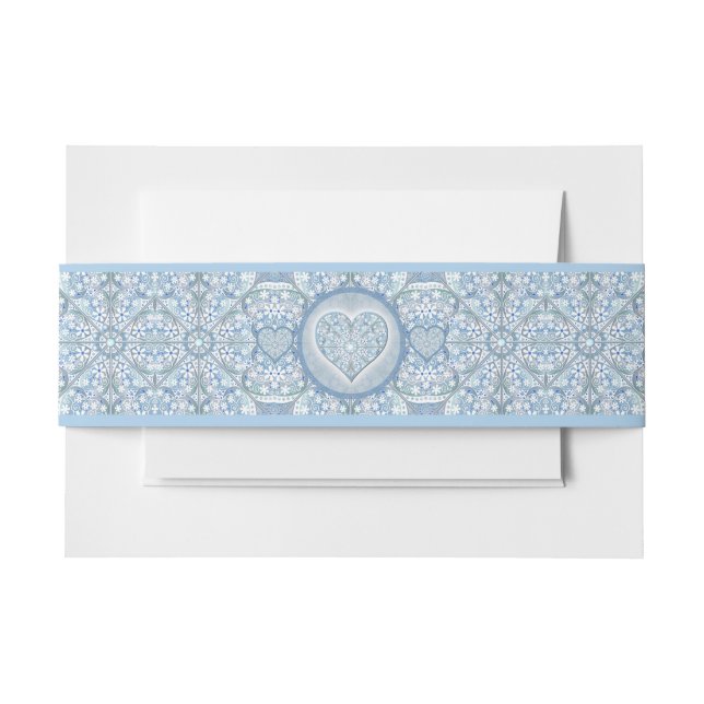 Ceramic Lace Light Blue Invitation Belly Band (Front Example)