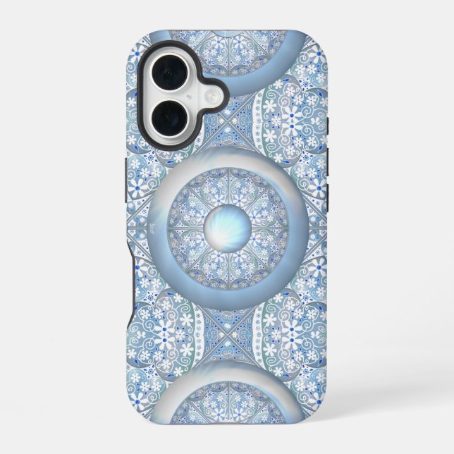 Ceramic lace Light blue Iphone Case (Back)