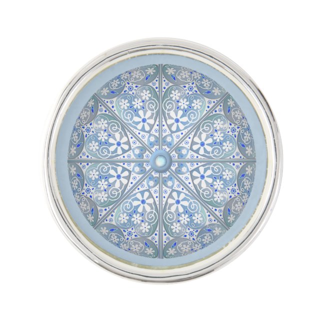 Ceramic Lace light blue Lapel Pin (Front)