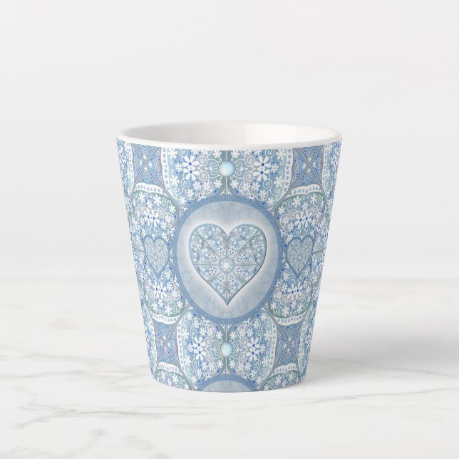 Ceramic lace Light blue Latte Mug (Front)