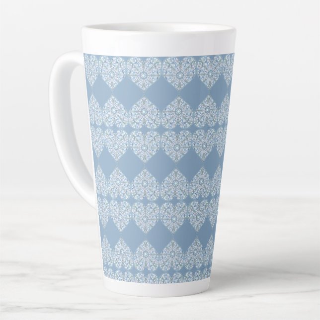 Ceramic lace Light blue Latte Mug (Left Angle)