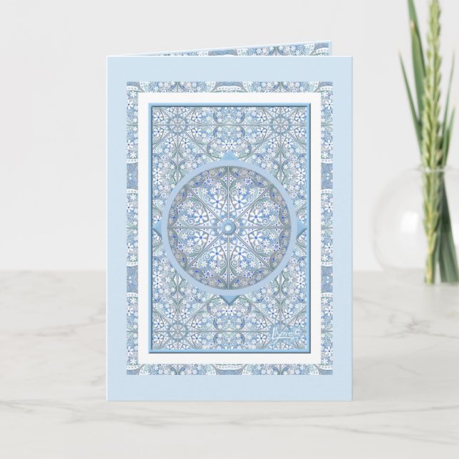 Ceramic Lace Light blue Letterpress Thank You Card (Front)