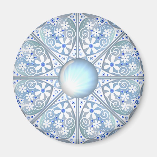 Ceramic lace Light blue Magnet (Front)