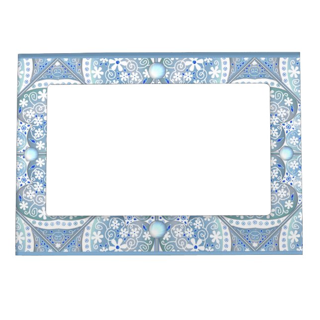 Ceramic lace Light blue Magnetic Frame (Front)