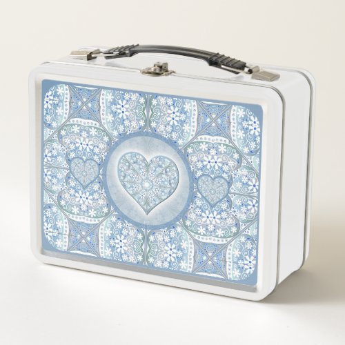 Ceramic Lace Light Blue Metal Lunch Box