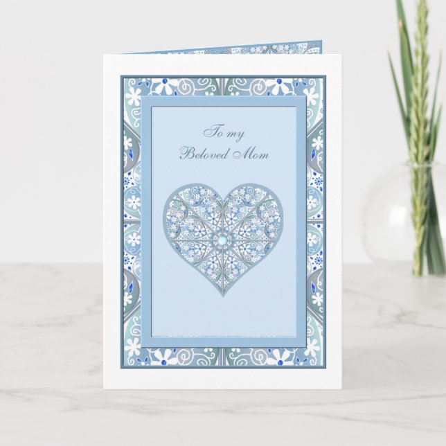 Ceramic Lace Light Blue mother's day Thank You Card (Front)