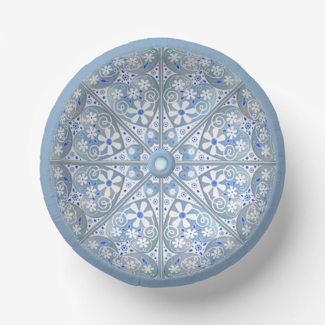 Ceramic lace Light blue Paper Bowls (Front)
