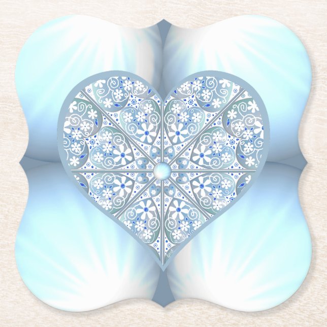 Ceramic Lace Light Blue Paper Coaster (Front)