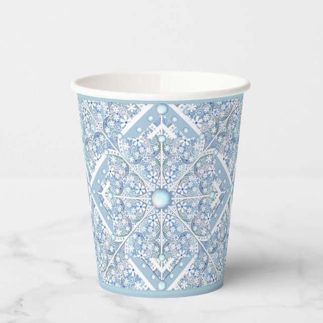 Ceramic lace Light blue Paper Cups (Left)