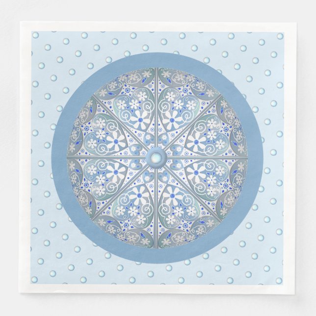 Ceramic Lace light blue Paper Dinner Napkins (Front)