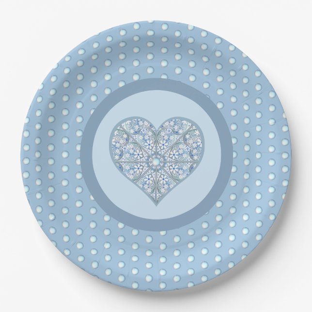 Ceramic Lace Light Blue Paper Plates (Front)