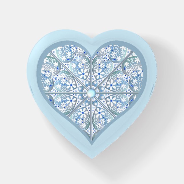Ceramic lace Light blue Paperweight (Front)