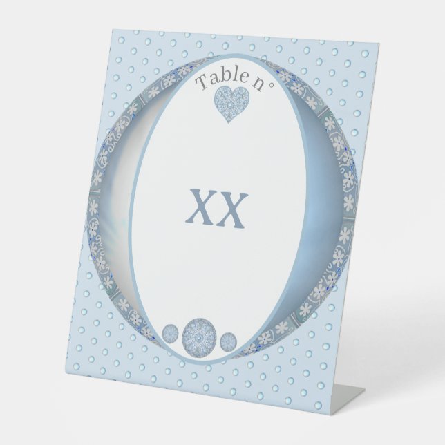 Ceramic Lace Light Blue Pedestal Sign (Front)