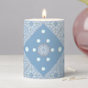 Ceramic lace Light blue Pillar Candle