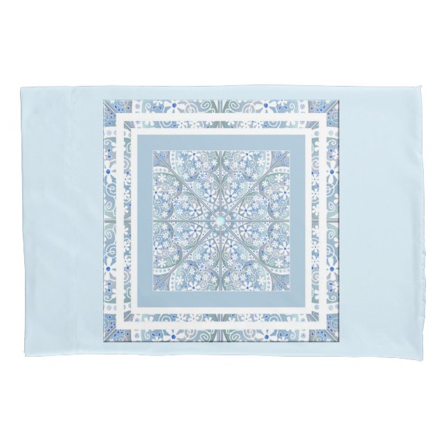 Ceramic lace light blue pillow case (Front)