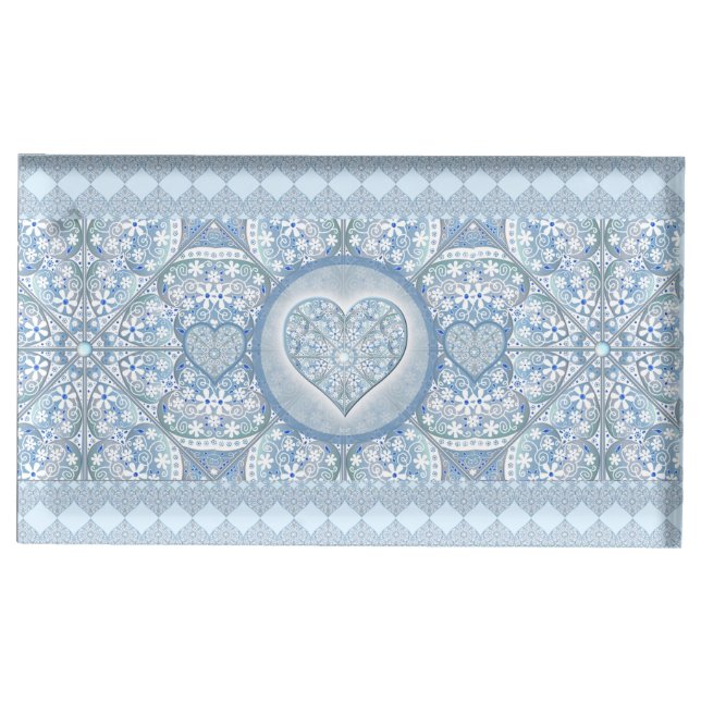 Ceramic lace Light blue Place Card Holder (Front)