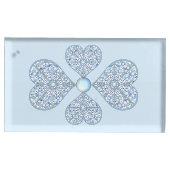 Ceramic lace Light blue Place Card Holder (Front)