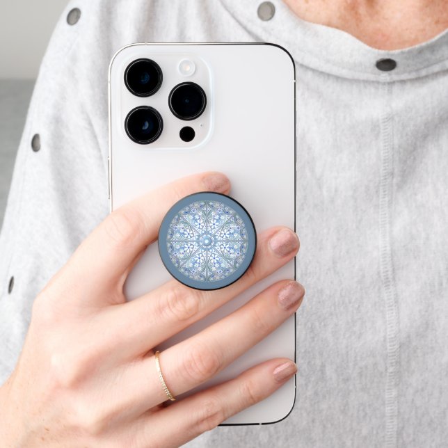 Ceramic lace Light blue PopSocket (Hand)