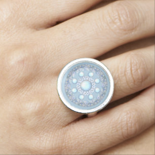 Ceramic lace Light blue Ring