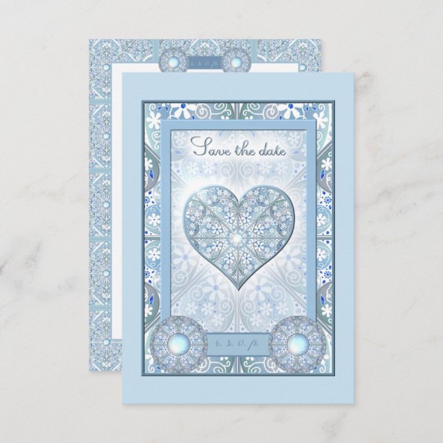 Ceramic lace Light blue RSVP Card (Front/Back)