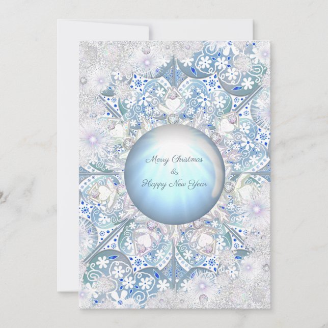 Ceramic lace light blue & snowflake card (Front)
