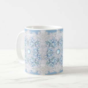 Ceramic lace Light blue & snowflake Coffee Mug