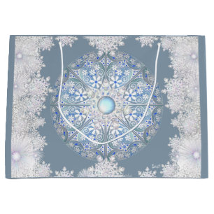 Ceramic lace light blue & snowflake large gift bag