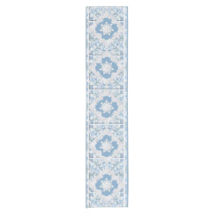 Ceramic lace light blue & snowflake short table runner