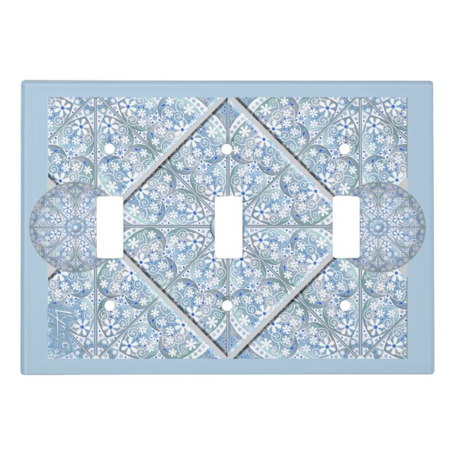 Ceramic Lace light blue Switch Cover (Front)