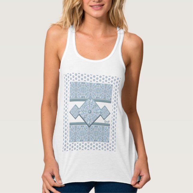 Ceramic lace Light blue Tank Top (Front)