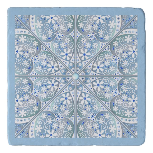 Ceramic lace Light blue Trivet (Front)
