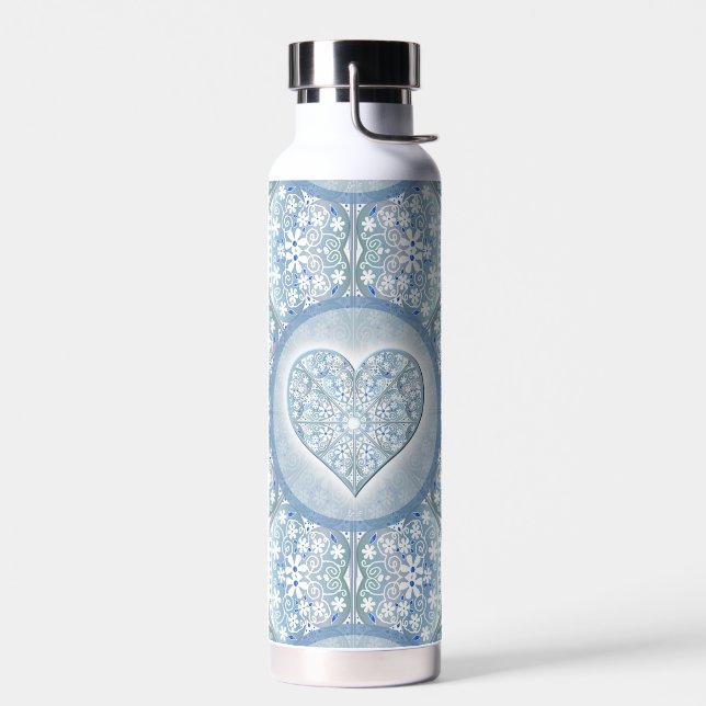 Ceramic Lace Light Blue Water Bottle (Left)