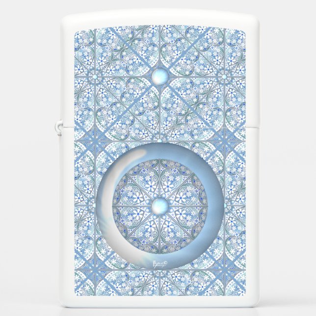 Ceramic Lace Light Blue Zippo Lighter (Front)