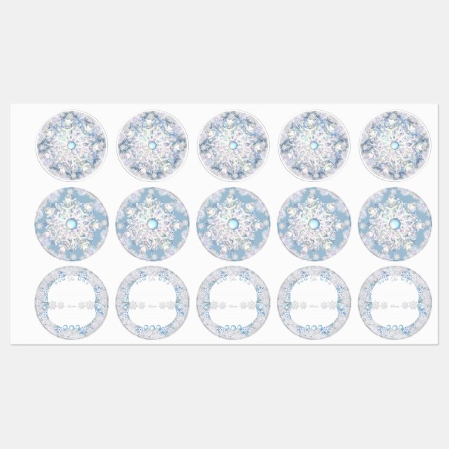 Ceramic lace sky blue &snowflake labels (Sheet)