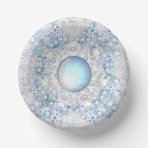 Ceramic lace sky blue &snowflake paper bowls