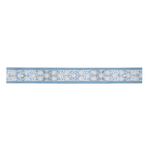 Ceramic lace sky blue & snowflake satin ribbon
