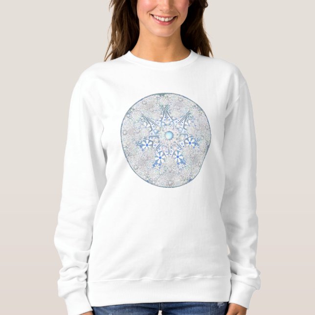 Ceramic lace sky blue & snowflake sweatshirt (Front)