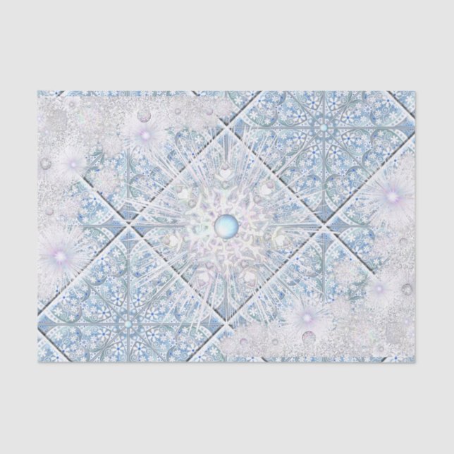 Ceramic lace sky blue & snowflake tissue paper (Front)