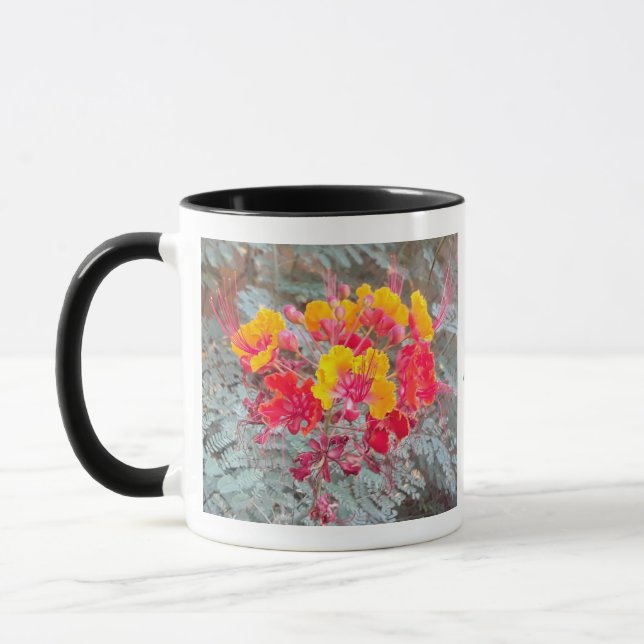 Ceramic Mug with Desert Flower Red Bird of Paradis (Left)