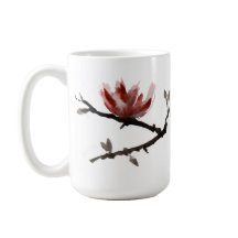 Ceramic mug with Japanese style blossom