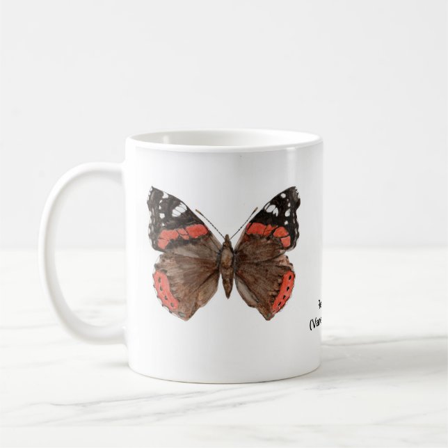 Ceramic mug with Red Admiral butterfly design (Left)