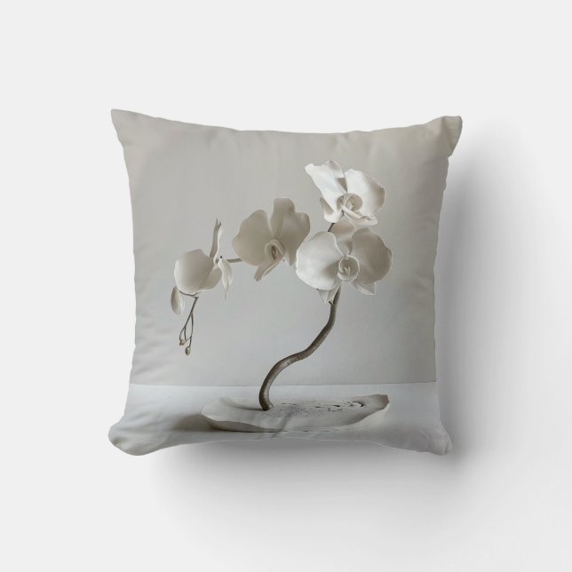 Ceramic Neutral Orchid Taupe Throw Pillow (Front)