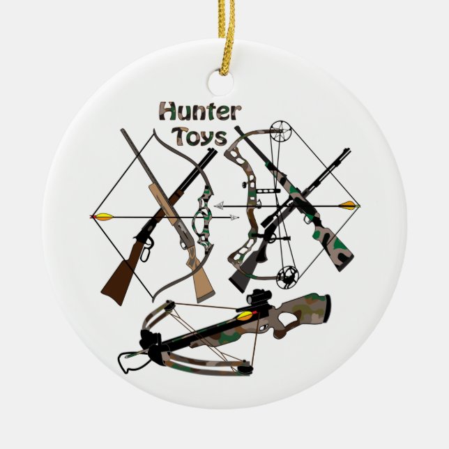 Ceramic Ornament, hunting, weapons, hunter gifts, Ornament (Front)